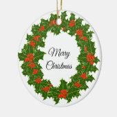 Krans met Kerstgroet Keramisch Ornament (Links)