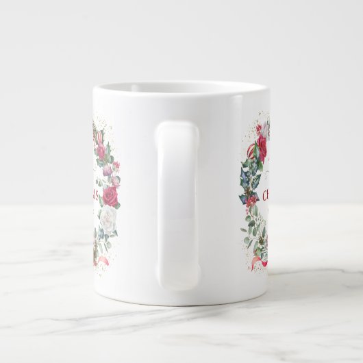 Krans met Kerstgroet Monogram Grote Koffiekop (Achterkant)