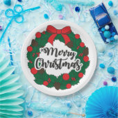 Krans met Kerstgroet Papieren Bordje (Feest)