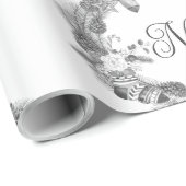 Krans met Kerstmis Monochroom Zwart Wit Cadeaupapier (Rol Hoek)