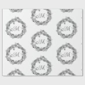 Krans met Kerstmis Monochroom Zwart Wit Cadeaupapier (Vlak)