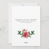 Krans met kerstster en poinsettia kerstgroet feestdagenkaart (Achterkant)