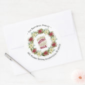 Krans met kerstster en tekst 'Prettig Kerstfeest G Ronde Sticker (Envelop)