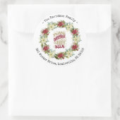 Krans met kerstster en tekst 'Prettig Kerstfeest G Ronde Sticker (Tas)