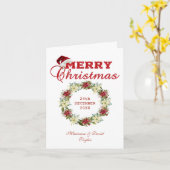 Krans met kerstster monogram kaart (Gele Bloem)