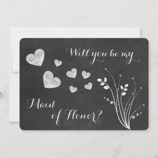 Krans met kralen en schoolbord Bloemrijke bruidsme Kaart (Voorkant)