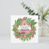 Krans met Lachende Sneeuwman met Kerstmis Kaart (Staand voorkant)