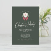 Krans met monogram Kerstfeest Uitnodigingen (Staand voorkant)