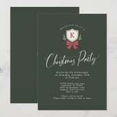 Krans met monogram Kerstfeest Uitnodigingen (Voorkant / Achterkant)
