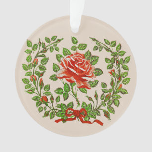 Krans met oude rode rozen bloemschildering kunst ornament