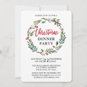 Krans met penseel schrift waterverf Rood Kerstfees Kaart (Voorkant)