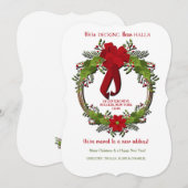 Krans met Red Bow Vakantie Bewegende Aankondiging (Voorkant / Achterkant)