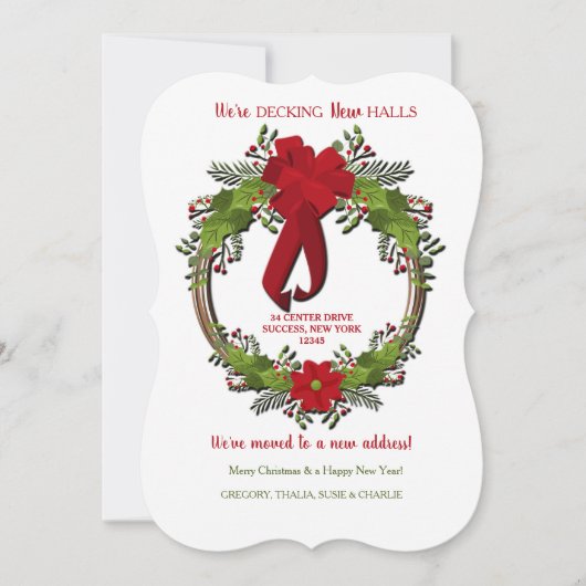 Krans met Red Bow Vakantie Bewegende Aankondiging (Voorkant)