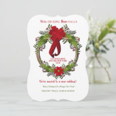 Krans met Red Bow Vakantie Bewegende Aankondiging (Staand voorkant)