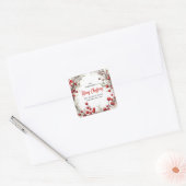 Krans met rode bes terugkeeradres vierkante sticker (Envelop)