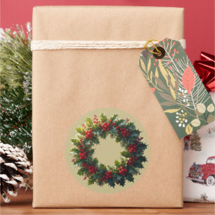 Krans Met Seizoensgebonden Boslandschap Roodgekleu Ronde Sticker