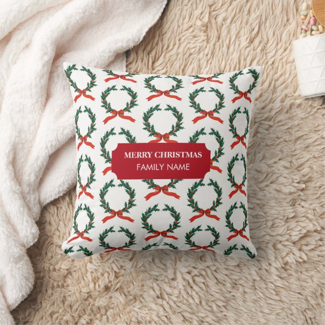 Krans met vintage kerstbes - Kerstmis aangepaste n Kussen (Deken)