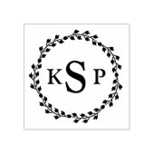 Krans met vintage monogram eerste 3 letters rubberstempel (Afrduk)