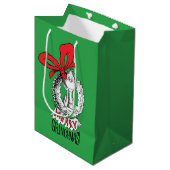 Krans met vrolijk Grinchfeest De Grinch Medium Cadeauzakje (Voorkant Gekanteld)
