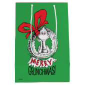 Krans met vrolijk Grinchfeest De Grinch Medium Cadeauzakje (Achterkant)