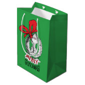 Krans met vrolijk Grinchfeest De Grinch Medium Cadeauzakje (Achterkant Gekanteld)