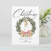 Krans met vrolijke kerstscript feestdagenkaart (Staand voorkant)