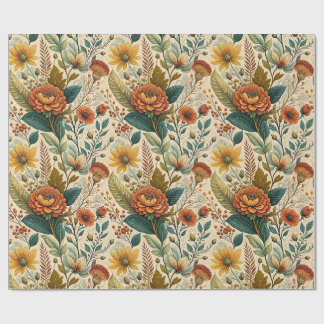 Krans met weelderige herfstbloemen en bladeren cadeaupapier