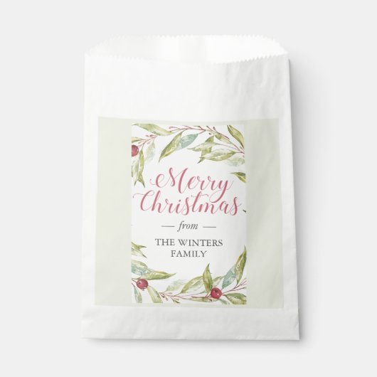 Krans met wintergroen en bessen voor Kerstmis Bedankzakje (Voorkant)