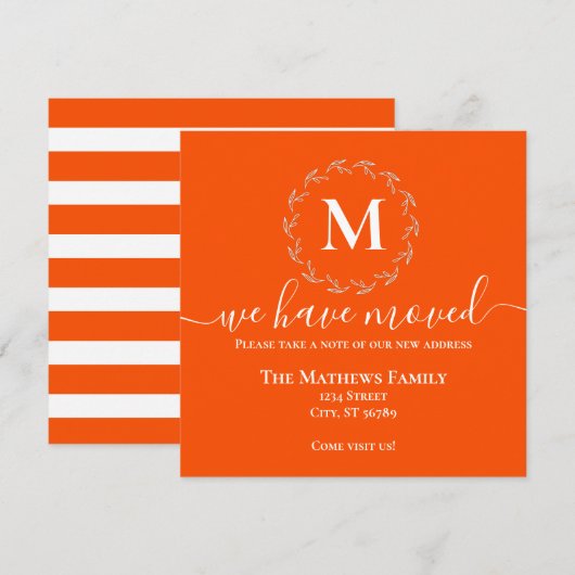 Krans met witte monogram in het vet oranje - Beric Aankondiging (Voorkant / Achterkant)