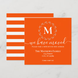 Krans met witte monogram in het vet oranje - Beric Aankondiging