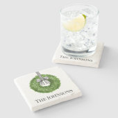 Krans met zwarte en witte streepboog stenen onderzetter (Zijkant)