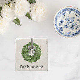 Krans met zwarte en witte streepboog stenen onderzetter