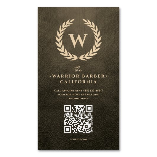 Krans Monogram Barbershop Modern Barber Magnetisch Visitekaartje (Voorkant Verticaal)