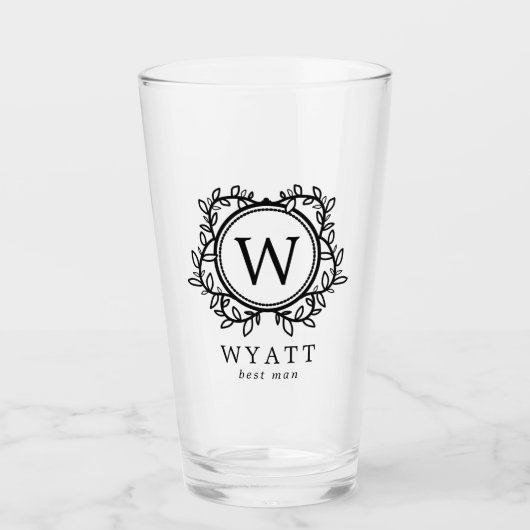 Krans Monogram Beste Man Glas (Voorkant)