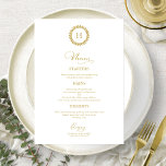 Krans Monogram Bruiloft Menu Kaarten Goud<br><div class="desc">Een simpele kaart voor het huwelijkskalligrafie. Ik bied een gratis aanpassingsservice aan. Als je vragen hebt of speciale verzoeken hebt,  kun je contact met mij opnemen.</div>