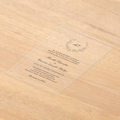 Krans Monogram Elegant Trouwen Acryl Uitnodigingen (Laagn)