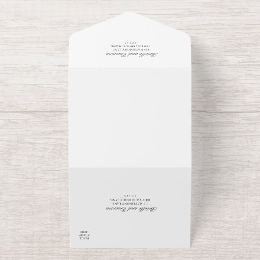 Krans Monogram Elegant Trouwen All In One Uitnodiging (Buiten)