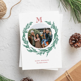 Krans Monogram Foto Vakantiewenskaart Feestdagenkaart