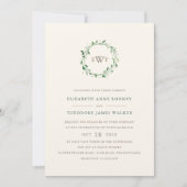 Krans Monogram Huwelijksuitnodiging | Bos Kaart (Voorkant)