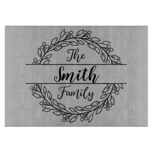 Krans Monogram met Familienaam Snijplank (Voorkant)