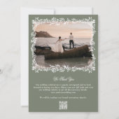 Krans Monogram Sage Groen Elegant ingelijst Foto Save The Date (Achterkant)