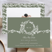 Krans Monogram Sage Groen Klassieke Foto Bruiloft Save The Date