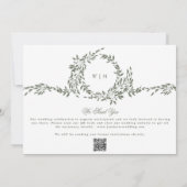 Krans Monogram Sage Groen Twee Foto Bruiloft Save The Date (Achterkant)