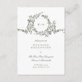 Krans Monogram Sage Groene Elegante Ontvangst Informatiekaartje (Voorkant)