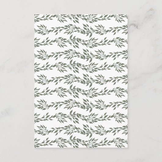 Krans Monogram Sage Groene Elegante Ontvangst Informatiekaartje (Achterkant)