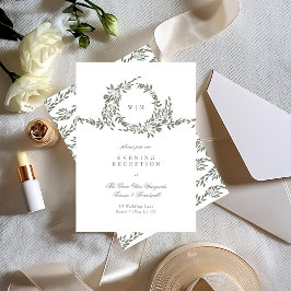 Krans Monogram Sage Groene Elegante Ontvangst Informatiekaartje