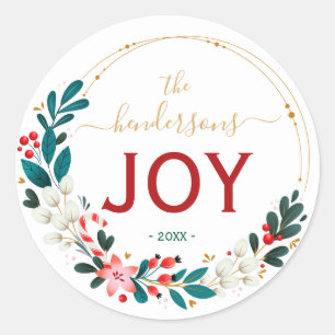 Krans Naam Kerst Handgeschreven Schrift Ronde Sticker