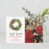 Krans Nieuwjaar Nieuwe Home Foto Vakantie Verhuize Aankondiging (Staand voorkant)