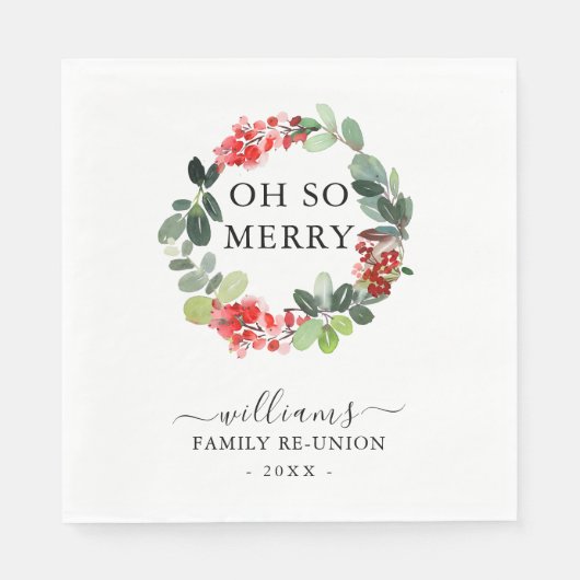 Krans Oh Zo Vrolijk Familie Kerstmis Reünie Custom Servet (Voorkant)