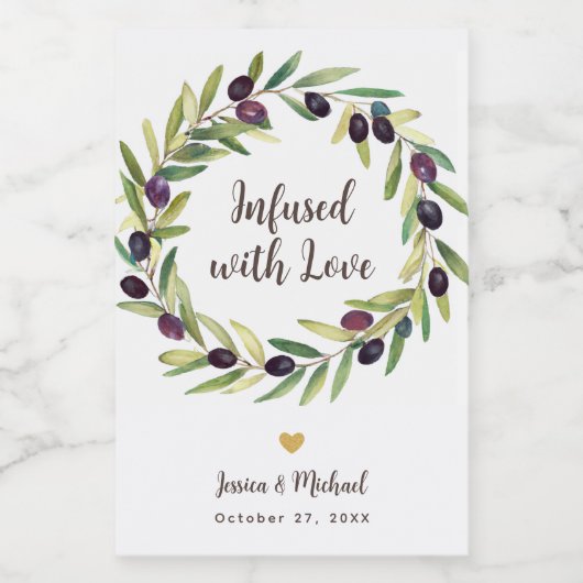 Krans Olijfolie Huwelijksgunsten doordrenkt met li Wijn Etiket (Enkel label)